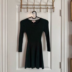 Dark Green Ribbed Knit Dress